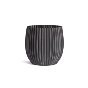 Nordur Potte svart 3D-printad kruka med rundad form